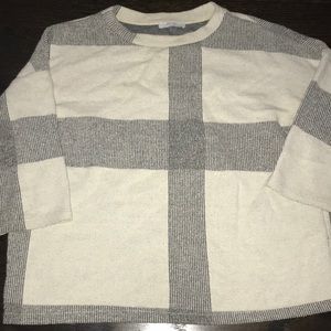 Patterned cream sweater with black/grey detailing